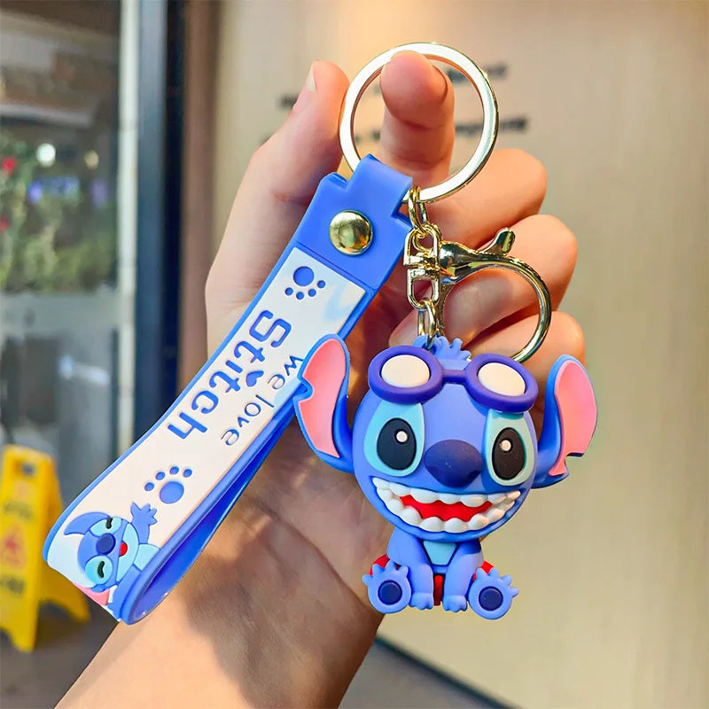 Kawaii Anime Disney Keychain Set Featuring Mickey Mouse, Minnie, Lilo & Stitch