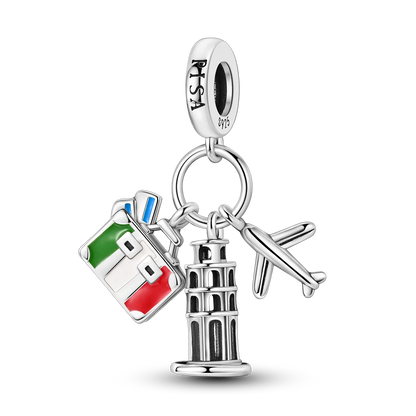 Travel Series 925 Silver Plane World Paris Charm Beads for Bracelet Jewelry Making KTC1251