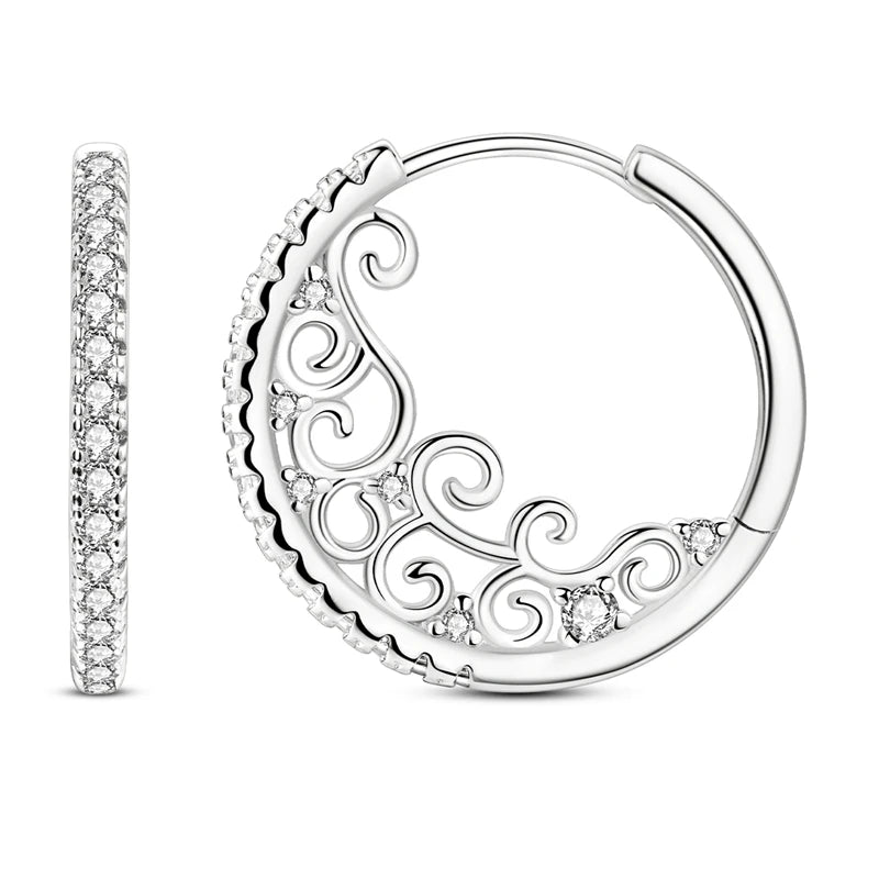 925 Sterling Silver Zirconia Hoop Earrings for Women Engagement Birthday Gift KTE430