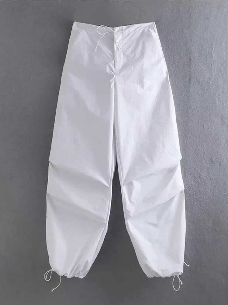 Women Parachute Cargo Pants High Waist Jogger Boot Cut