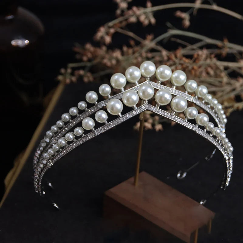 Elegant Pearl Bridal Tiara for Weddings and Engagements
