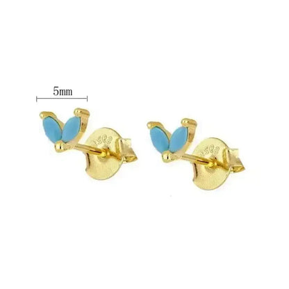 925 Sterling Silver Tiny Stud Earrings Colorful Crystal Luxury Jewelry LN0132-11