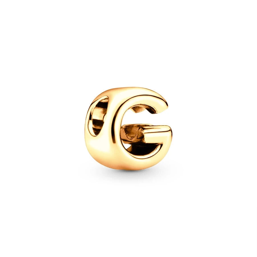 Gold Plated A To Z Alphabet Charm Beads For 925 Bracelet