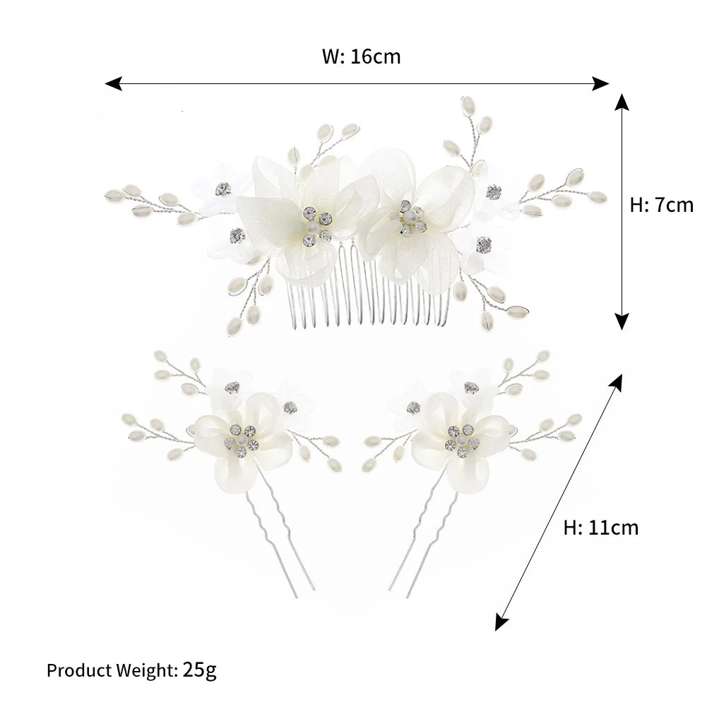Elegant Bridal Flower Hair Comb Set Handmade Wedding Hair Accessories For Women