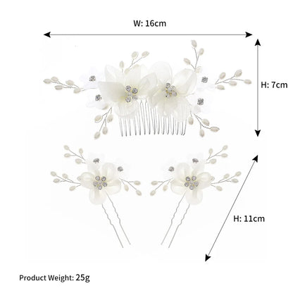 Elegant Bridal Flower Hair Comb Set Handmade Wedding Hair Accessories For Women