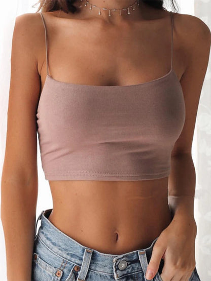 2024 Womens Sexy Solid Crop Camis Summer Casual Tank