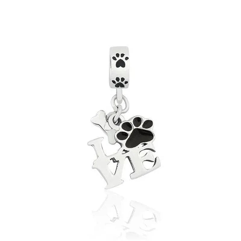 Exquisite 925 Silver Cat Claw Pendant Beads with Safety Chain for European Bracelets B3268