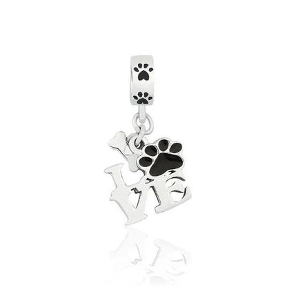 Exquisite 925 Silver Cat Claw Pendant Beads with Safety Chain for European Bracelets B3268