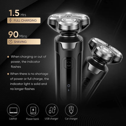 Sejoy 3 In 1 Multifunction Electric Shaver for Men Waterproof Beard and Nose Hair Trimmer with Fast Charging