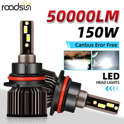 Brilliant White 6000K Turbo Auto Headlights 150W Dual Pack - Universal Fit for H11 H7 H4 Models