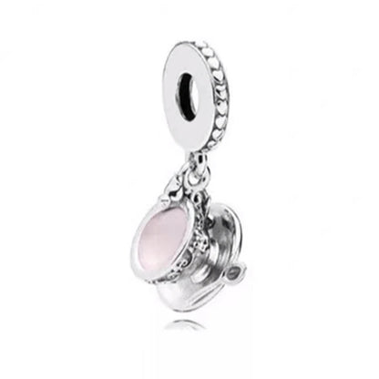 Hot Pink Murano Glass Charm Bead For 925 Bracelet Pendant