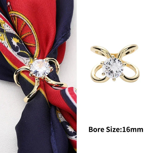 Elegant X Shape Crystal Brooch Scarf Clip For Women Shawl