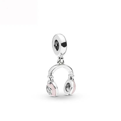European 925 Silver Green Clover Bicycle Love Pendant Bead for DIY Charm Bracelet and Necklace Jewelry for Women
