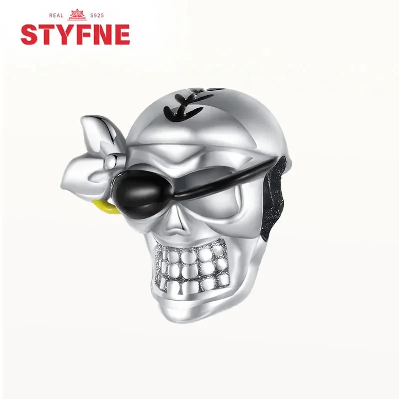 S925 Silver Luminous Zombie Skeleton Charm Bead Dangle
