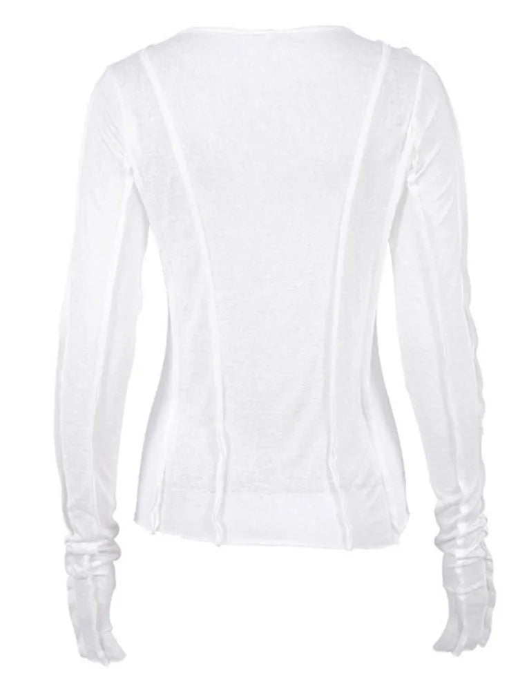 Yellow Long Sleeve Crop Top For Women Elegant Casual Fit