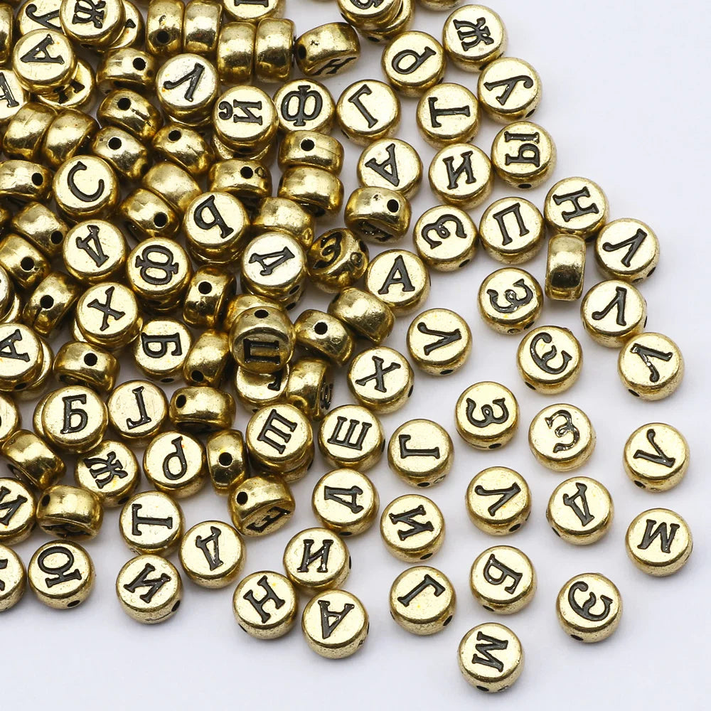 Chic Black Acrylic Beads with Gold Heart Design for Jewelry Crafting