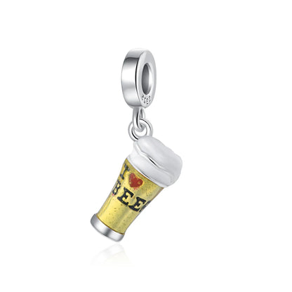 925 Sterling Silver Beer Bottle Popcorn Charm Bead Pendant
