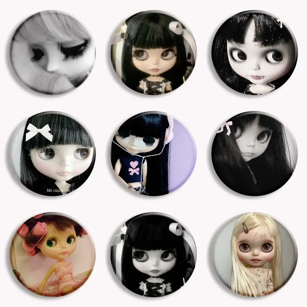 Music Blythe Doll Gothic Style Button Pin Brooch Badge