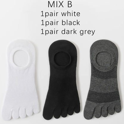 3 Pairs Mens Five Toe Breathable Anti Odor Ankle Socks