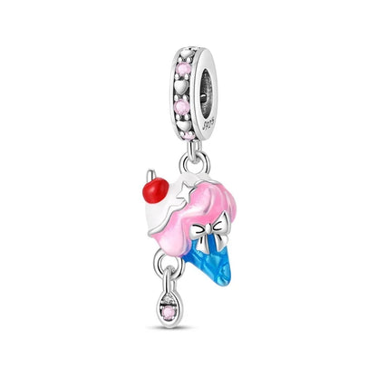 925 Sterling Silver Summer Charms Beads Ice Cream Fruit Candy Cake Zircon DIY Jewelry for Necklace and Bracelet Gifts