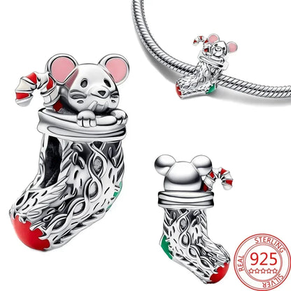 925 Sterling Silver Festive Cookie House Heart Nutcracker Dangle Charm for DIY Christmas Tree and Original Bracelet Gift