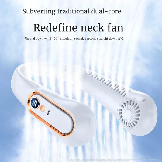 2024 USB Rechargeable Portable Neck Fan with Dual Ventilation
