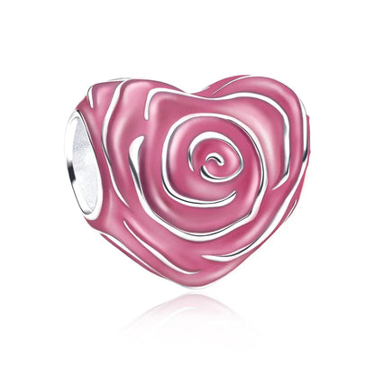 Original 925 Sterling Silver Pink Flower Balloon and Coffee Cup Charms Beads for DIY Women’s Bracelet Jewelry Gift