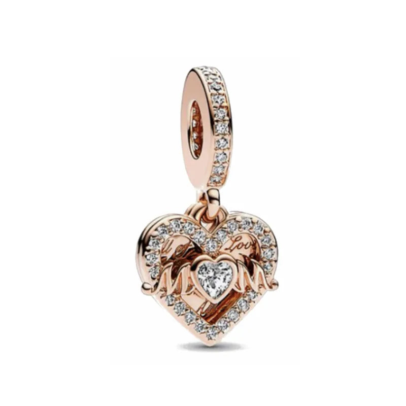 Exquisite 925 Silver Heart-Shaped Dog Paw Beads and Castle Pendant for European Original Bracelet DIY Accessories