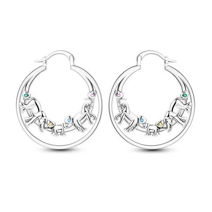 Luxury Colorful 925 Sterling Silver Hoop Earrings with Zircon Heart and Apple Pendants Birthday Gift for Women