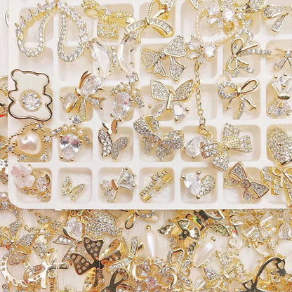 Luxury Zircon Nail Art Charms Set with Random Multi-Shape Crystal Rhinestones for 3D Nail Decoration