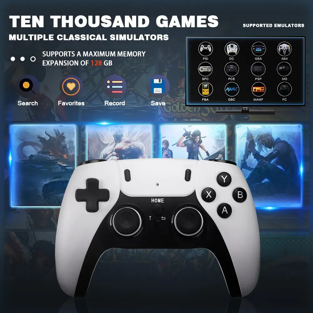 BOYHOM P5 Pro 4K Game Stick Console With 2.4G Dual Wireless Controllers 41000 Built In Games 128GB Y6 Plus Retro Gaming Christmas Gift
