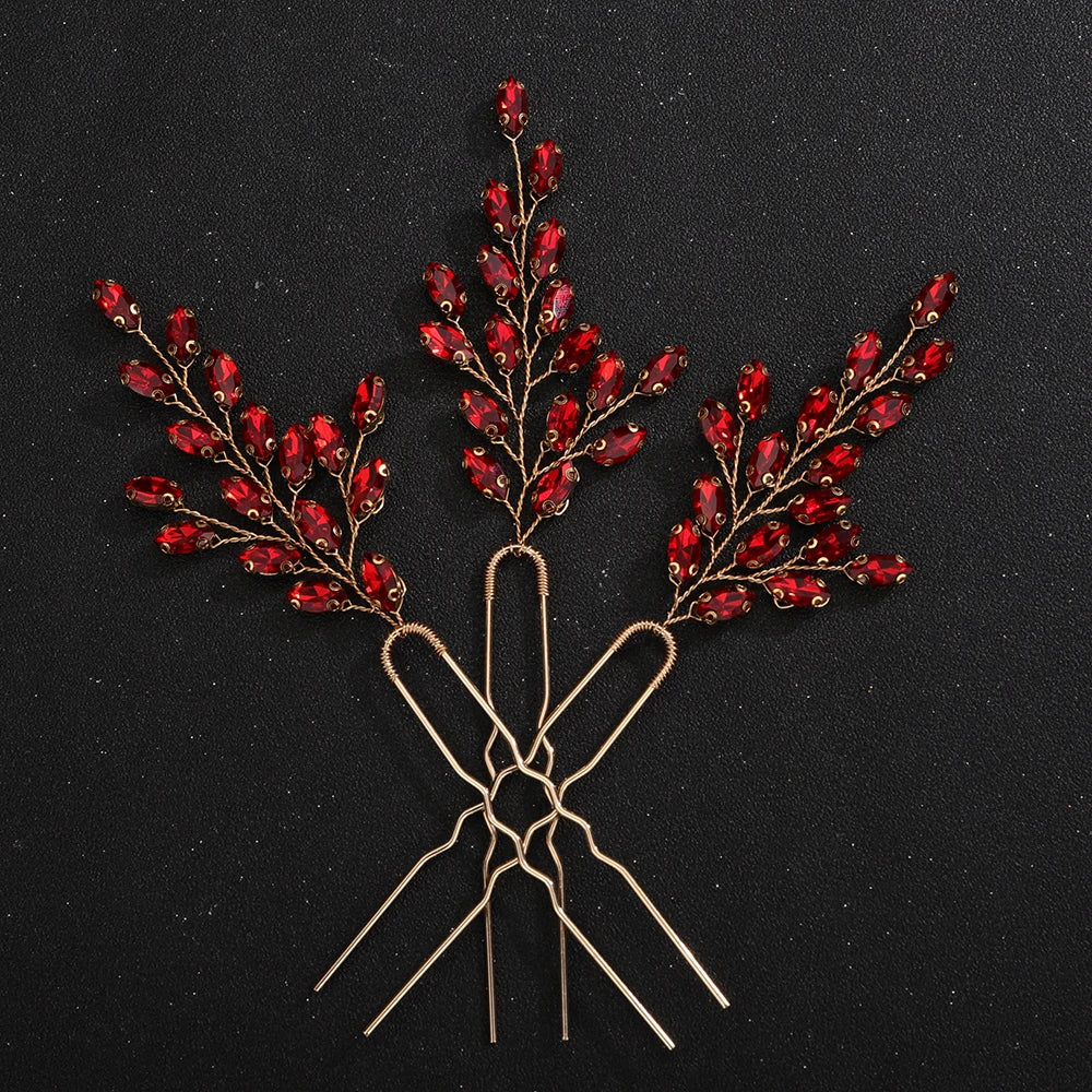 Elegant Rhinestone Bridal Hairpins with 7 Colors Flower Design for Weddings and Parties