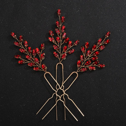 Elegant Rhinestone Bridal Hairpins with 7 Colors Flower Design for Weddings and Parties