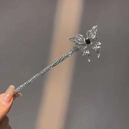 Vintage Rose Flower Crystal Hairpin Stick for Women Fashion Alloy Headwear