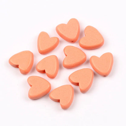 Multicolor Natural Wood Heart Shape Beads Set for DIY Jewelry and Bracelet Making