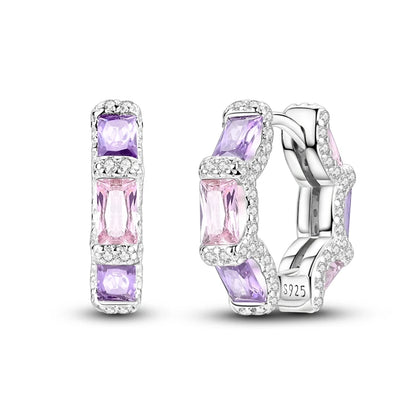 925 Sterling Silver Zirconia Hoop Earrings for Women Engagement Birthday Gift KTE446