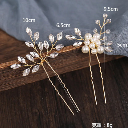 Elegant Pearl Flower Wedding Hairpin Comb Set for Brides