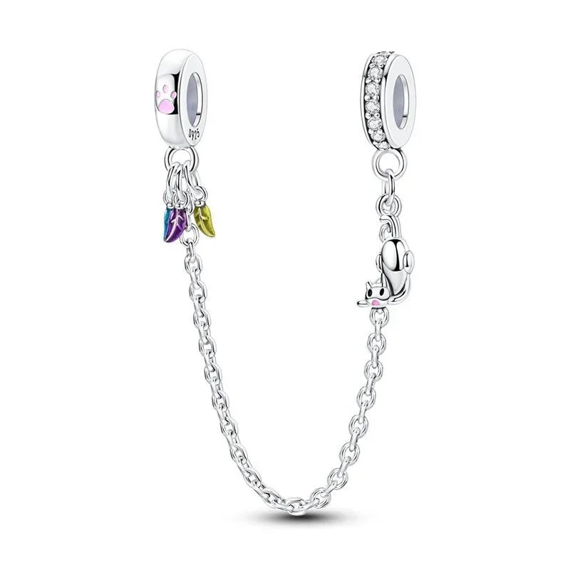 Original 925 Sterling Silver Cat Claw Charms with Zircon Accents Money Attract Earrings and DIY Necklace Bracelet Beads Gift Jewelry