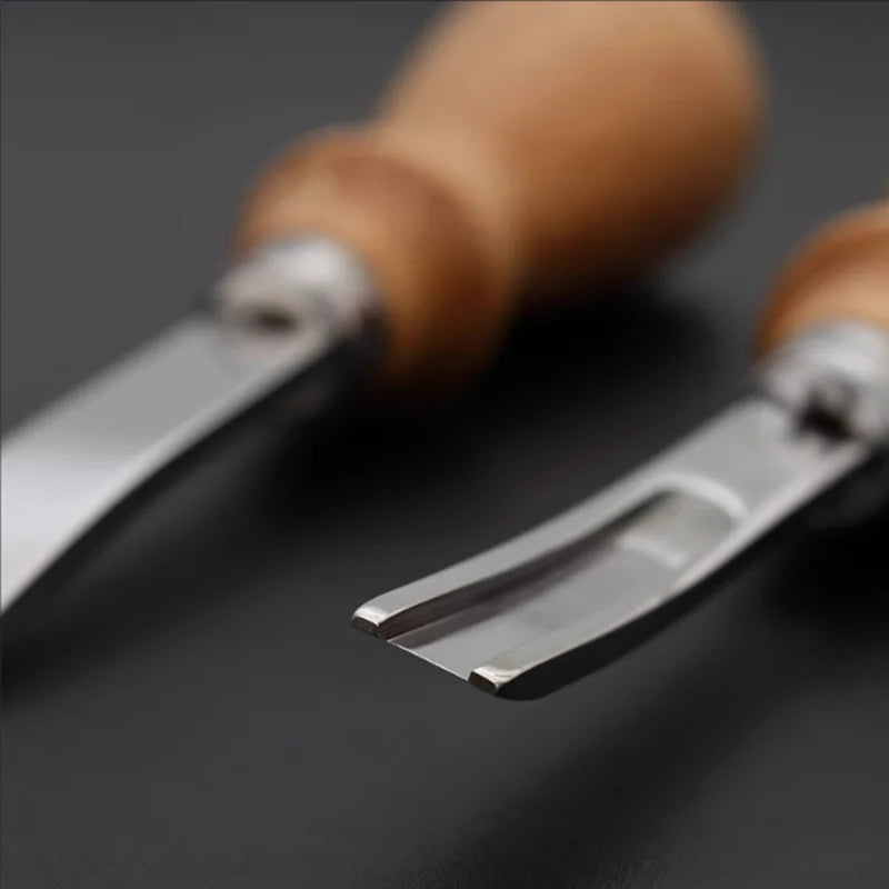 French Leather Edger - User-Friendly Beveling Knife with Wood Handle for Crafting