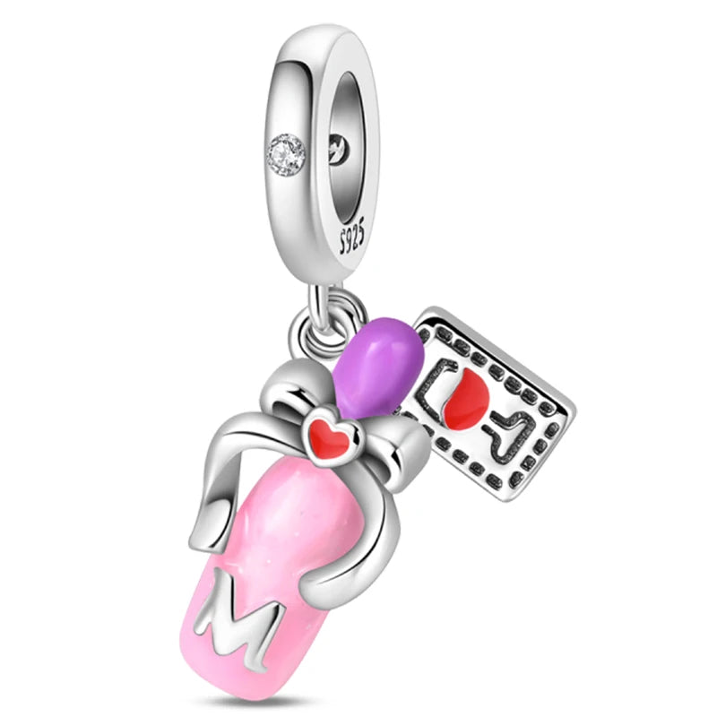 925 Sterling Silver Luminous Lantern Angel Cat Charm