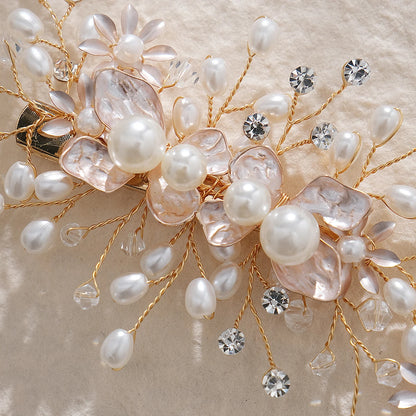 Handmade Pearl Flower Hair Clips Bridal Wedding Jewelry Gift Set