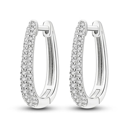 925 Silver Geometric Hoop Earrings for Women with Zircon Moon and Heart Design Fashion Jewelry Gift