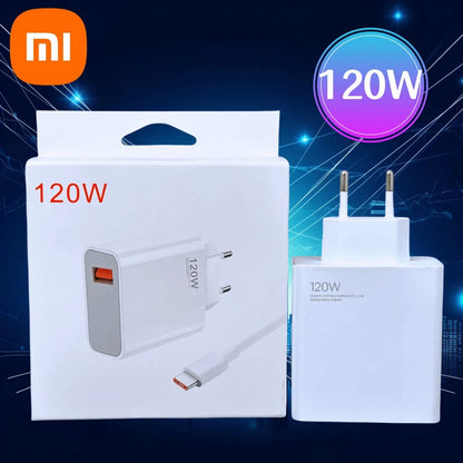 Xiaomi 120W Original Turbo Fast HyperCharge Wall Charger With 6A USB Type C Cable EU US UK Compatible With Xiaomi 13 12 11 Ultra Redmi