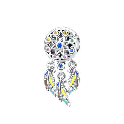 925 Sterling Silver Colorful Dreamcatcher and Hot Air Balloon Charms for DIY Necklace and Bracelet Jewelry