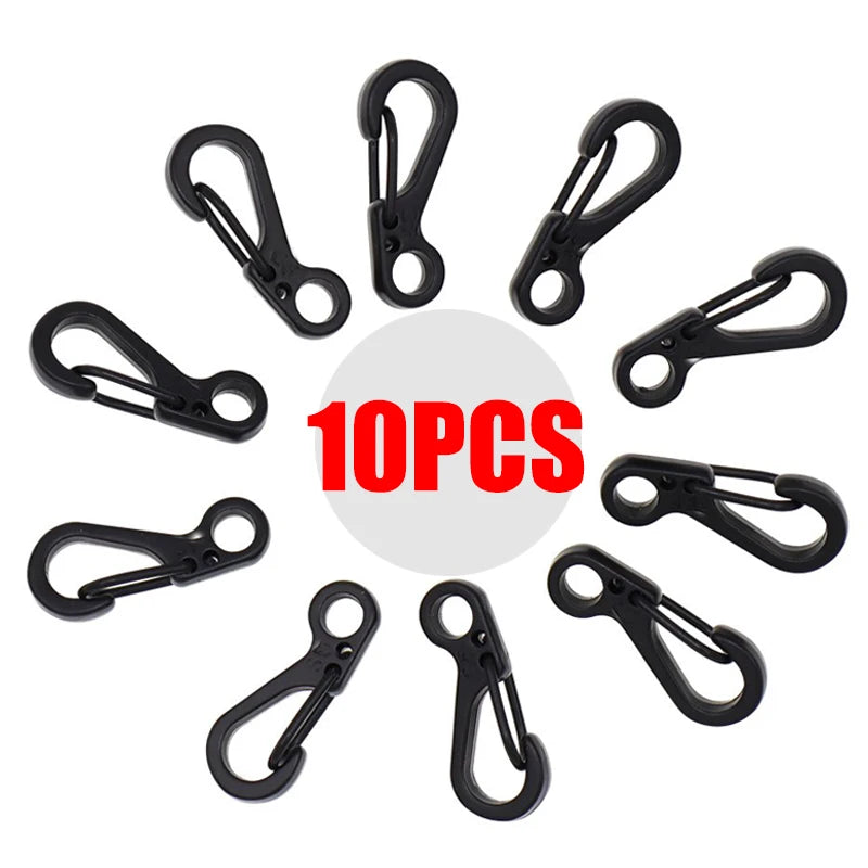 10Pcs Mini SF Spring Backpack Clasps Carabiners EDC Gear Black - 10PCS