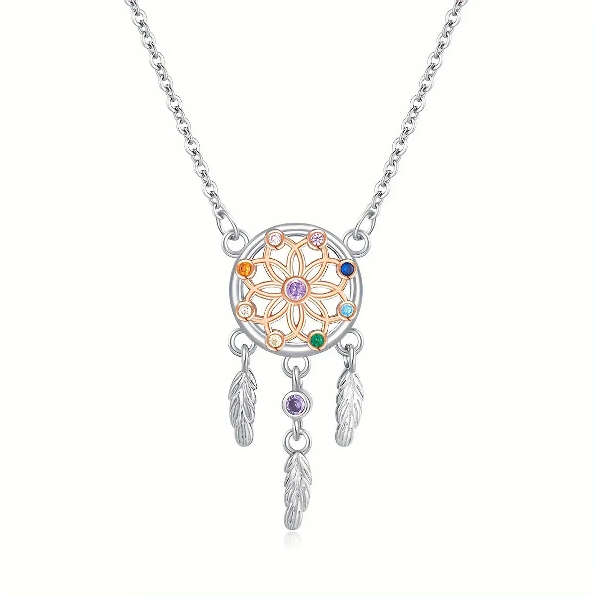 Luxury 925 Sterling Silver Colorful Arrow Heart Bow Tie Feather Pendant Necklace Charming DIY Gift for Women