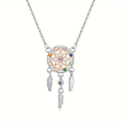 Luxury 925 Sterling Silver Colorful Arrow Heart Bow Tie Feather Pendant Necklace Charming DIY Gift for Women