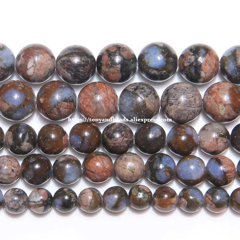 Natural Stone Brown Glaucophane Round Beads Set for Jewelry Making, Multiple Sizes Available