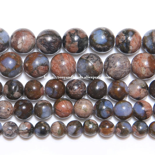Natural Stone Brown Glaucophane Round Beads Set for Jewelry Making, Multiple Sizes Available