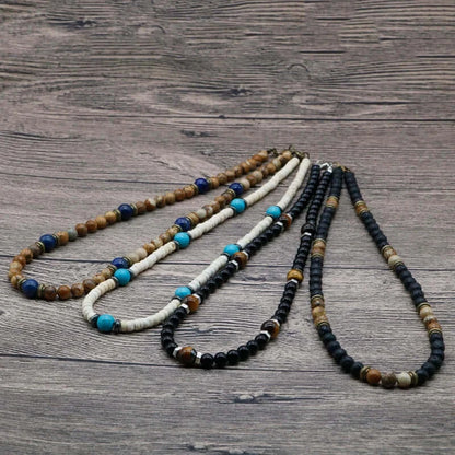 6mm Vintage Rustic Men Beaded Necklace Natural Lava Stone Choker Necklace Unisex Gift